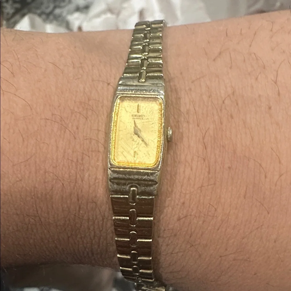 Working Vintage Seiko‎ Women's 13mm Gold Tone Bracelet Watch 2e20-6500 Fit 6.5in